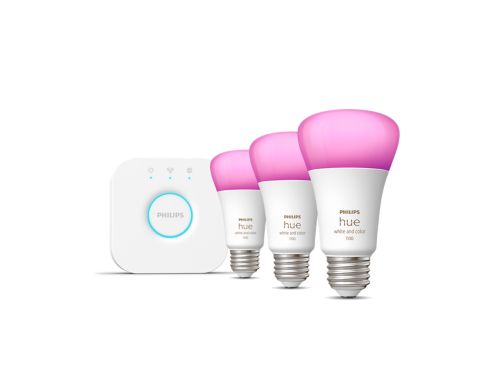 Philips Hue White and Color Ambiance A19 Bluetooth 75-Watts Smart LED Bulbs  (2-Pack), White 