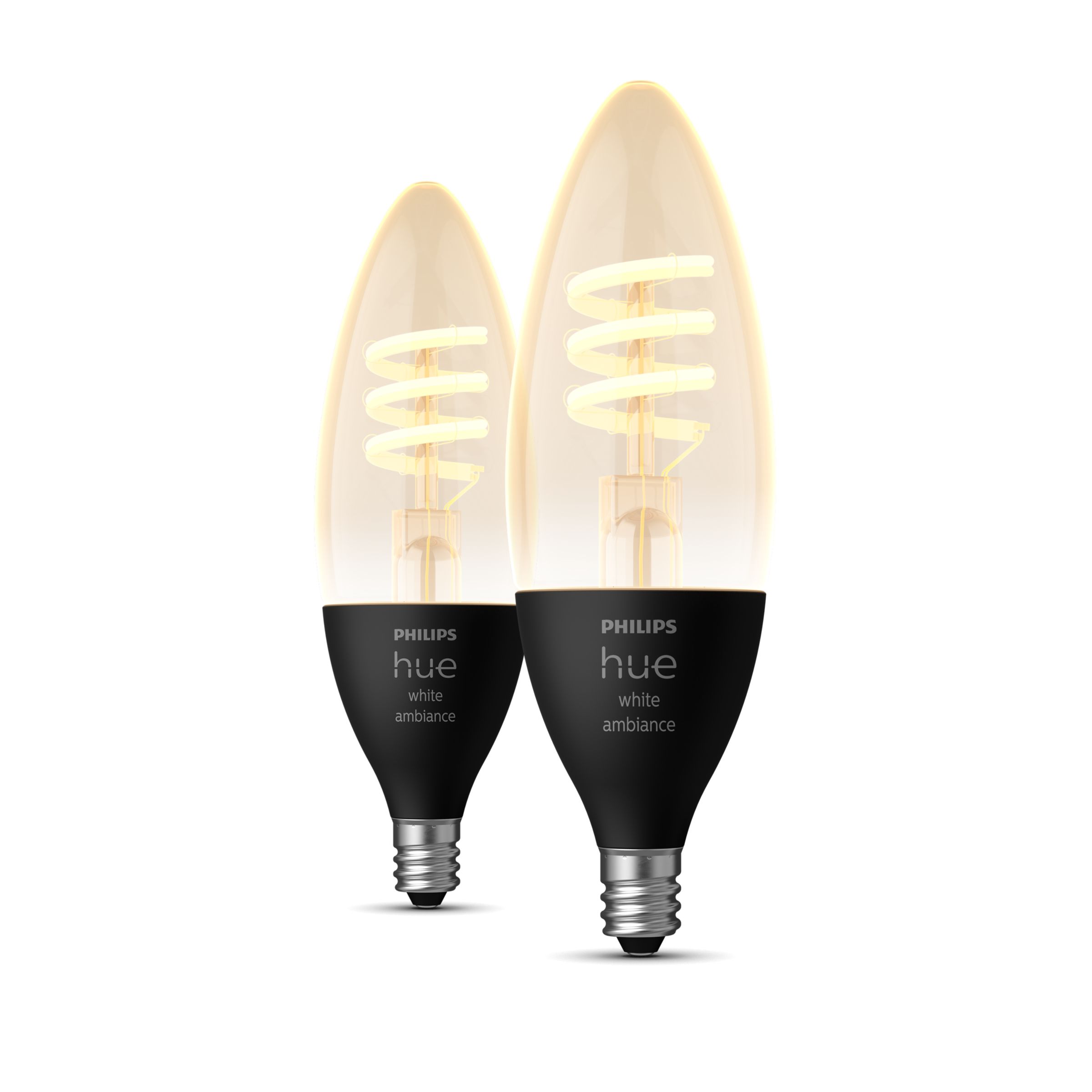 Philips Hue Smart 25W Candle-Shaped Filament LED Bulb - Soft Warm White  Light - 2 Pack - 270LM - E12 - Indoor - Control with Hue App - Compatible  with Alexa, Google Assistant and Apple Homekit 