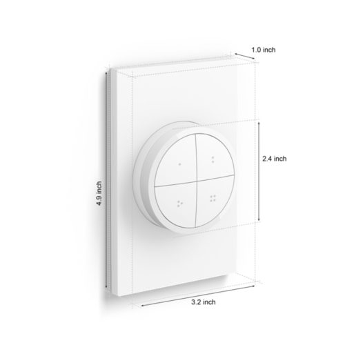 Philips Hue Wall Tap Dial Light Switch, Portable, White - 1 Pack