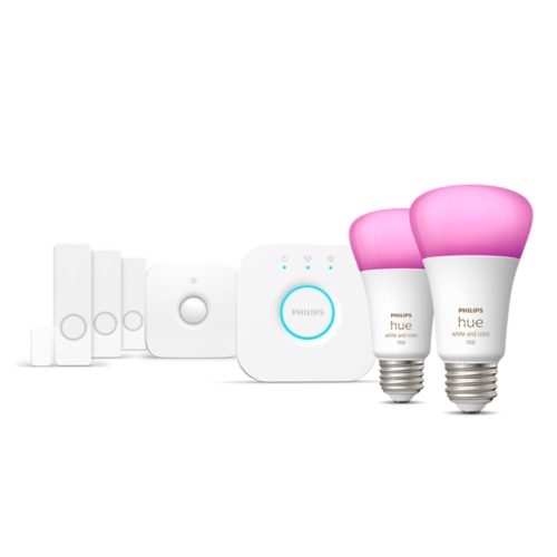 Pack Philips Hue (2 Ampoules White & Color Ambiance E27 1100 lm + Pont +  Télécommande Dimmer Switch + Prise connectée) + Pack Essentielb –