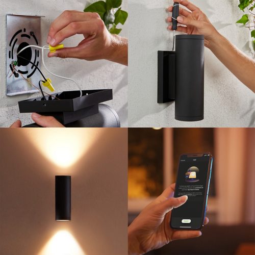 Philips Hue Appear Outdoor Wall Light set x 2 LED black, 2-light sources,  Colour changer