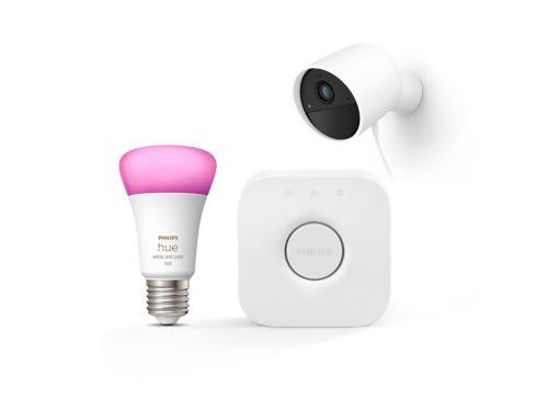 Pack: Camara de Seguridad Hue Secure + Bombilla inteligente E27 + Hue Bridge