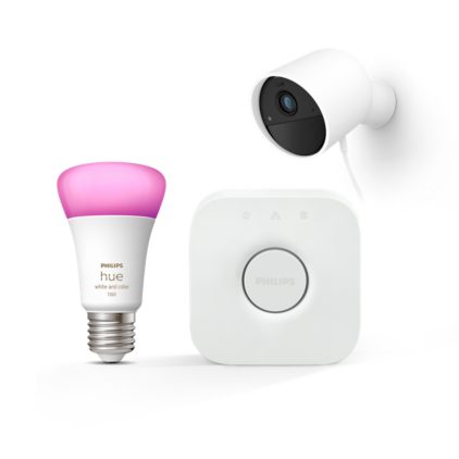 Bundel: Secure Bedrade Camera + White and Color Ambiance E27 lamp + Bridge