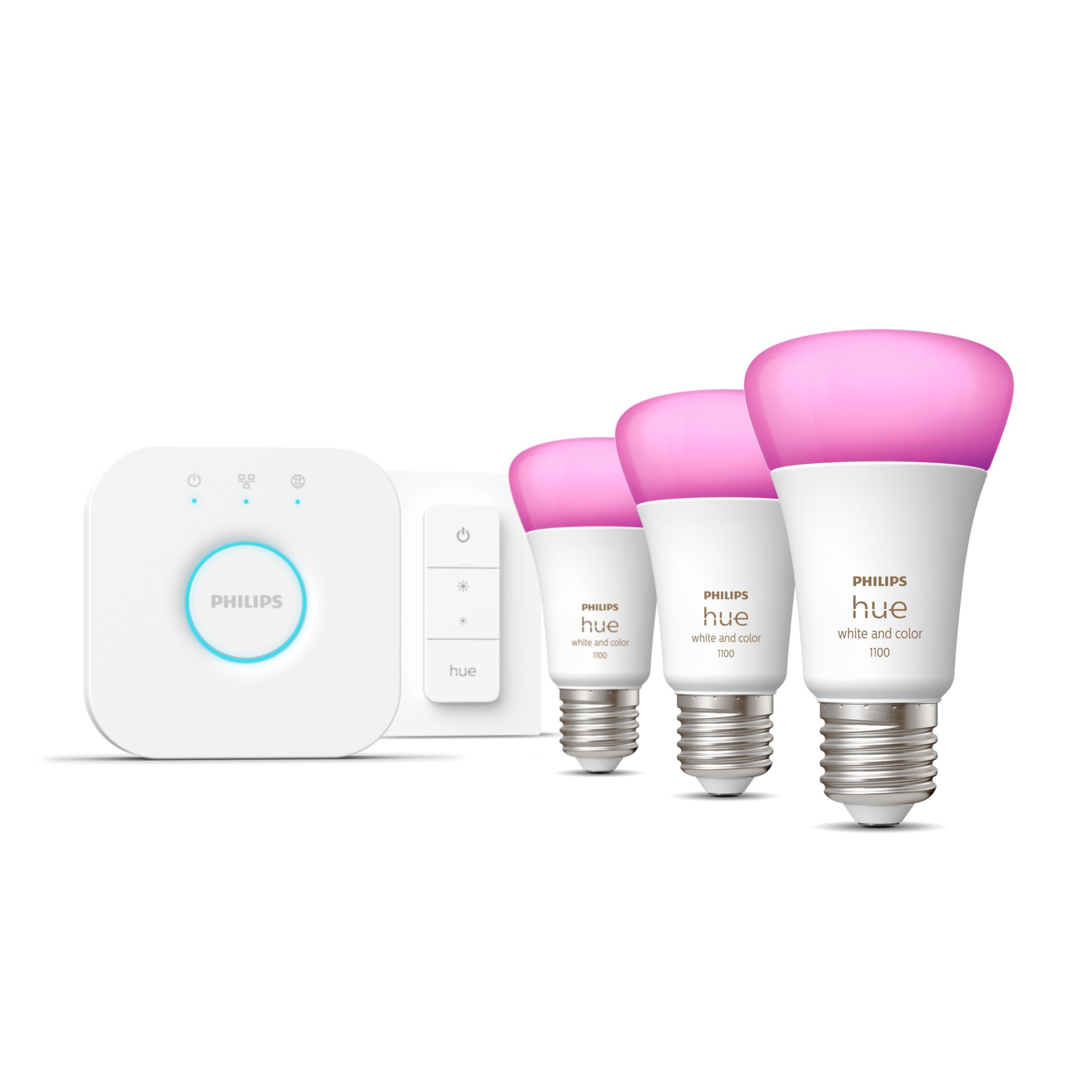 PHILIPS HUE Kit de démarrage 3 ampoules WhiteetColor GU10 avec pont de  connexion et télécommande Hue