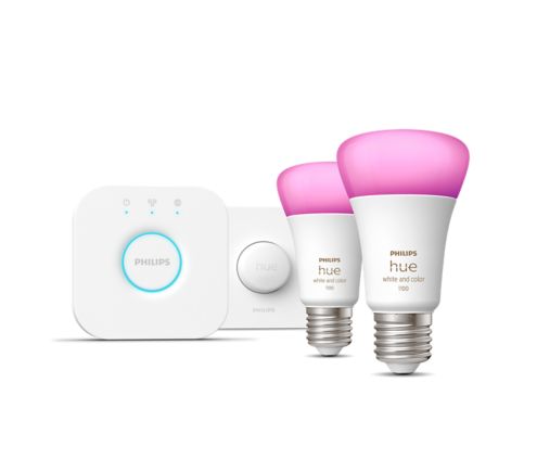 Kit 2 Lâmpadas Inteligentes + Ponte + Comando PHILIPS HUE (E27