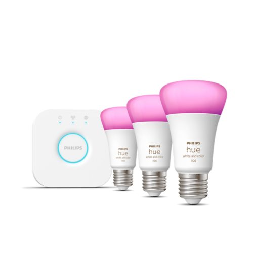 Hue Starter kit: 3 E27 LED Bulbs White and Colour Ambiance + Hue 