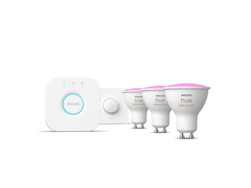 Starter kit Hue: 3 faretti LED GU10 + Hue Smart button + Hue Bridge