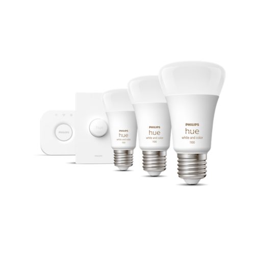 Hue Starter kit: Smart Button + 3 White and Colour Ambiance E27 
