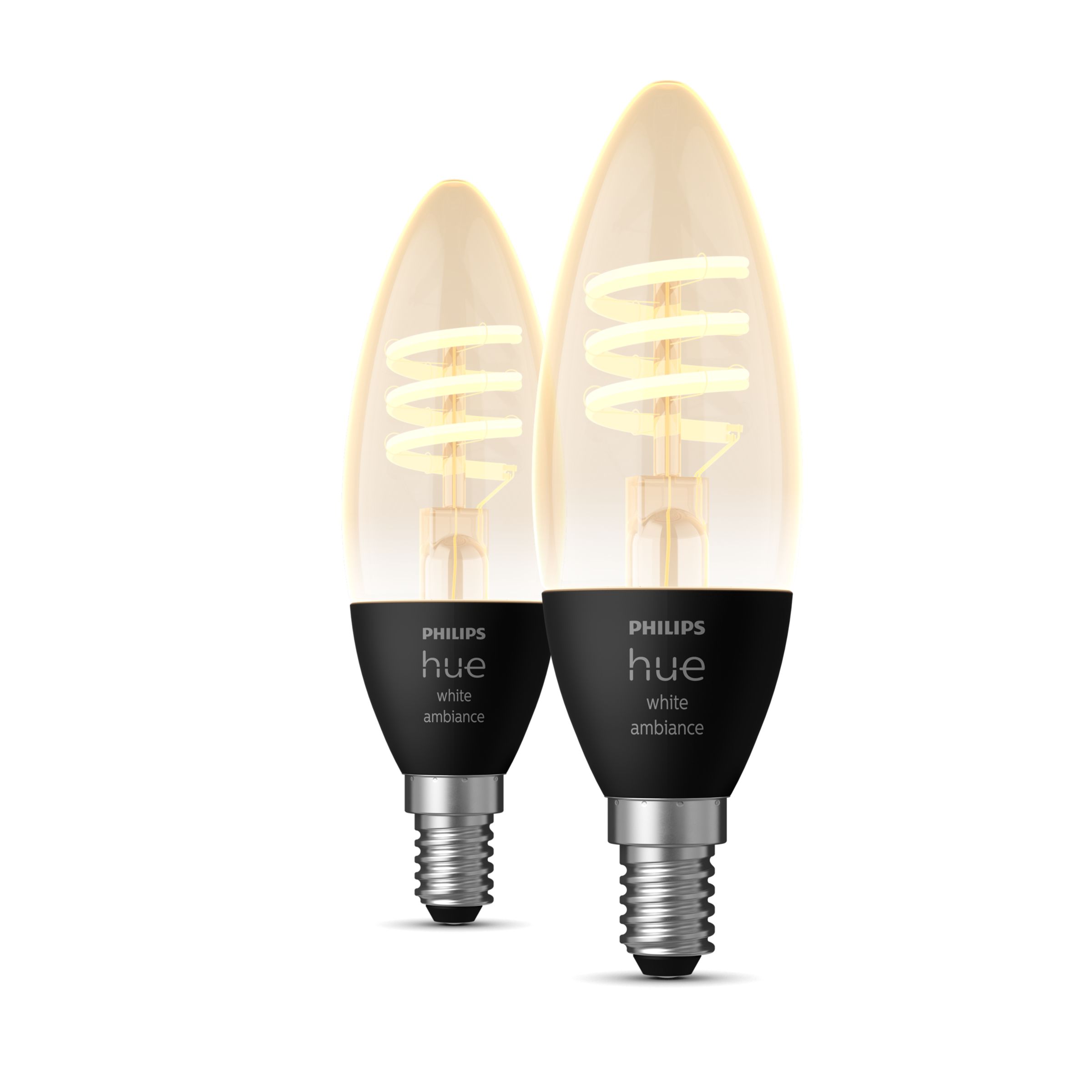 Philips Hue White Ambiance Filament Candle E14 Smart Bulb 2-Pack