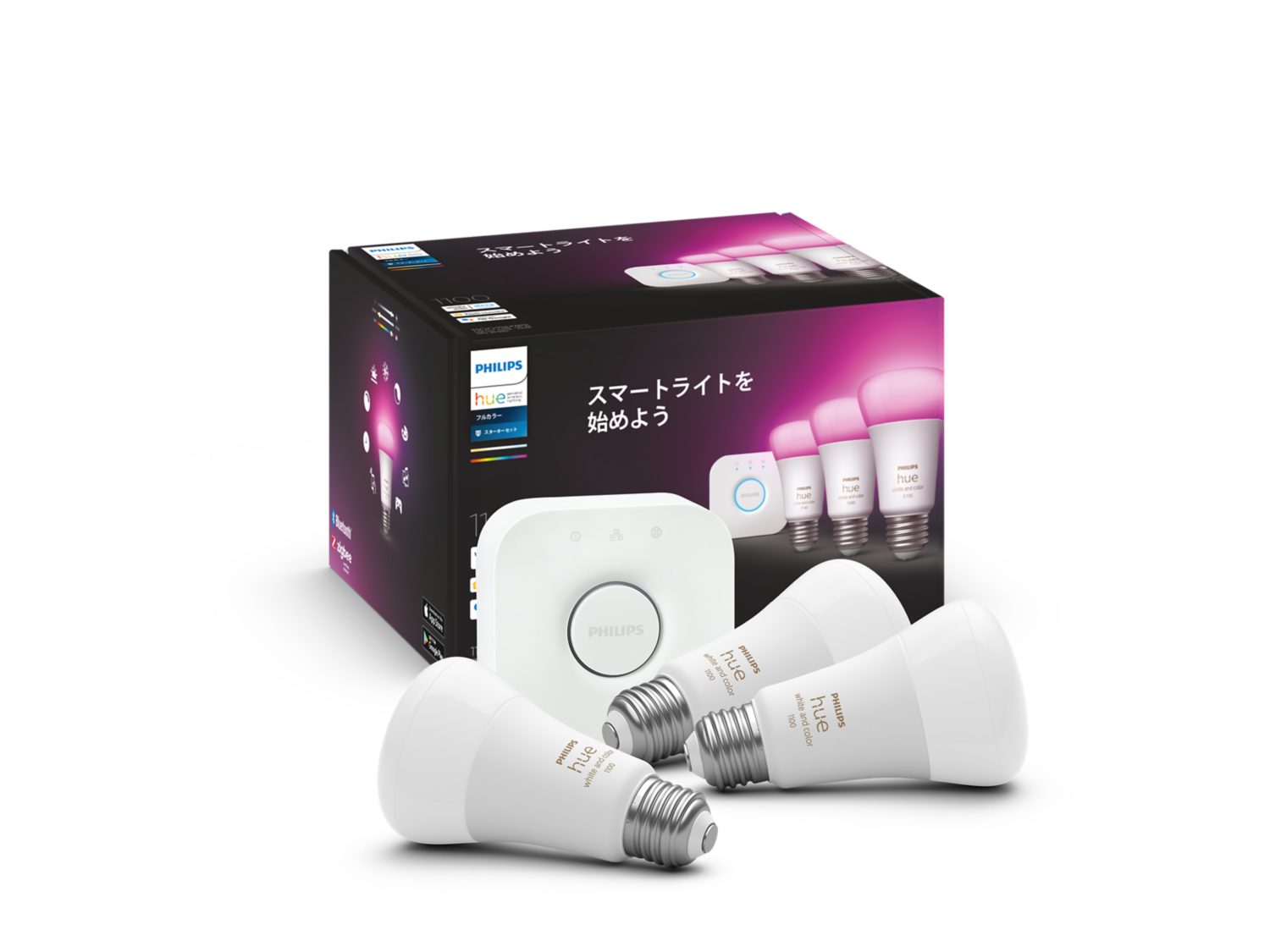 Hue スターター キット: E26 LED 電球 フルカラー 3 個 + Hue ブリッジ | Philips Hue JP