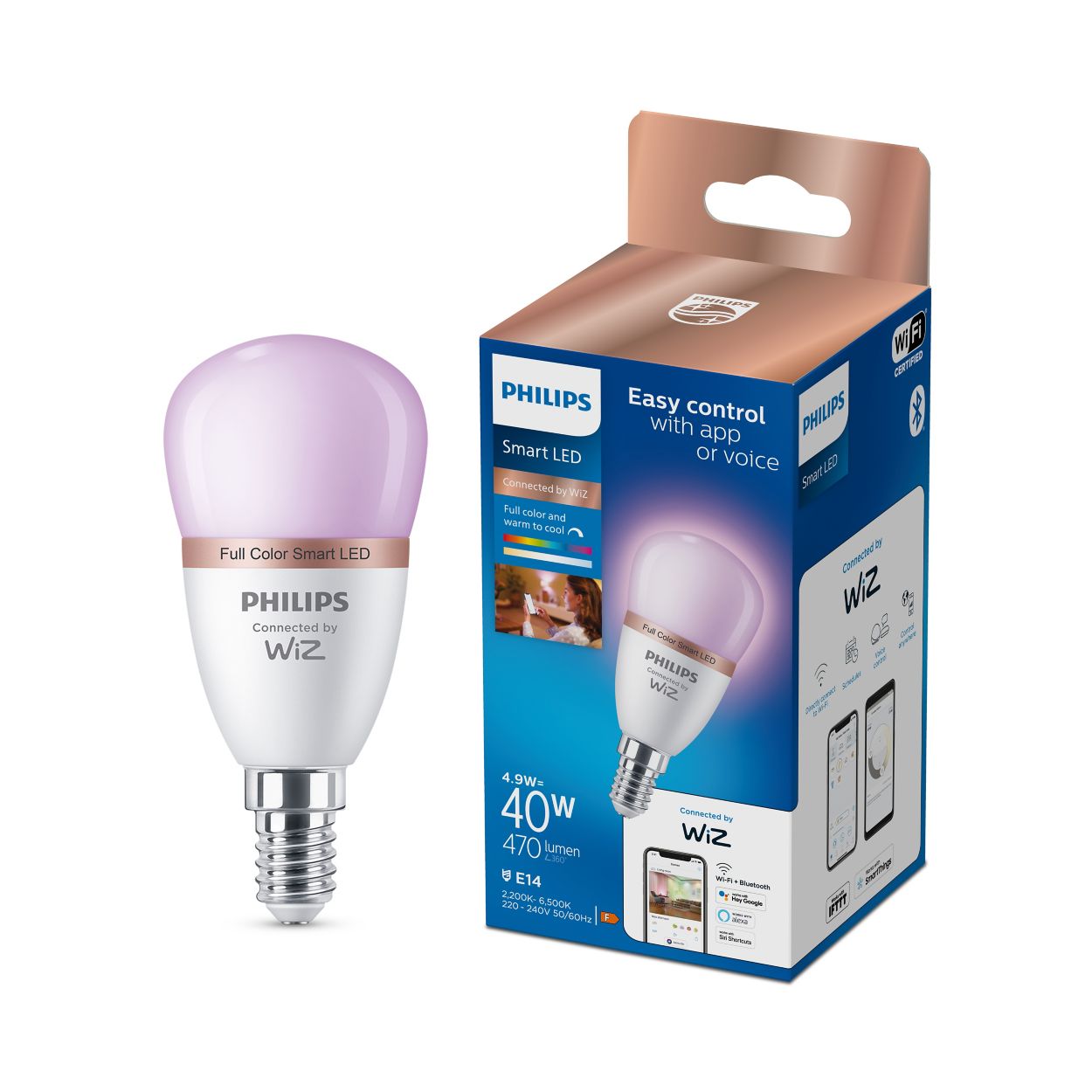 Smarte LED Lampe 4,9 W W) (entspr. E14 8719514437333 Philips | 40 P45