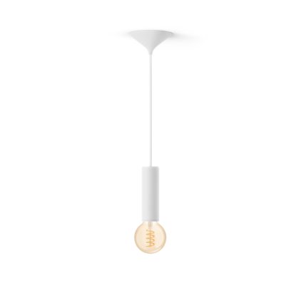 Bundel: Witte medium pendellamp koord - 3D geprint voor filamentlampen + Warm tot koelwit licht G93 Globe filamentlamp