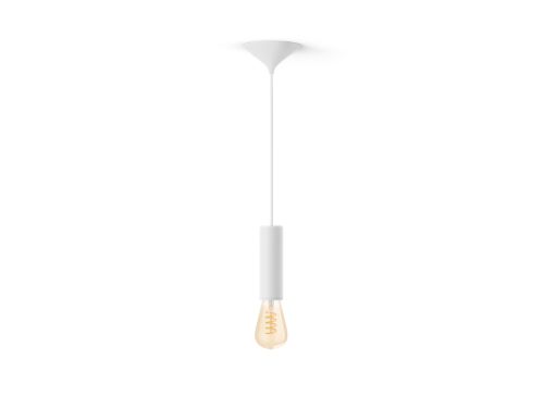 Bundel: Witte medium pendellamp koord - 3D geprint voor filamentlampen + Warm tot koelwit licht ST72 Edison filamentlamp