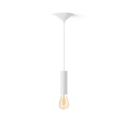 Bundel: Witte medium pendellamp koord - 3D geprint voor filamentlampen + Warm tot koelwit licht ST72 Edison filamentlamp