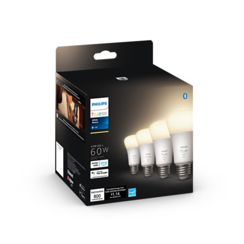 Philips Hue A19 Bluetooth 60W Smart LED Starter Kit White and
