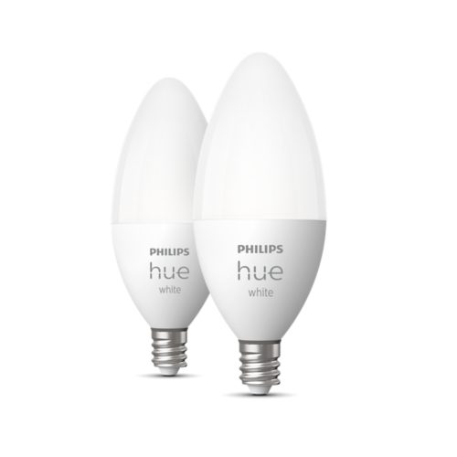 Philips Hue Smart 25W Candle-Shaped Filament LED Bulb - Soft Warm White  Light - 2 Pack - 270LM - E12 - Indoor - Control with Hue App - Compatible  with Alexa, Google Assistant and Apple Homekit 