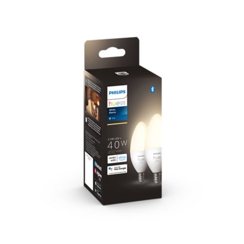 Buy Philips Hue E14 White LED Smart Candle – 2 Pack, Smart light bulbs