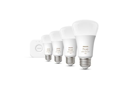 Hue White & Color Ambiance Kit de inicio: 4 focos inteligentes E26 (60 W)