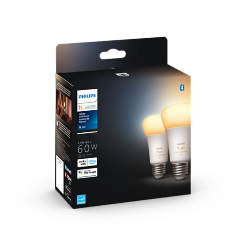 Philips Hue White Ambience Dimmable Wireless Lighting LED Light Bulb with  Bluetooth, 4W E14 Candle Bulb, Pack of 2