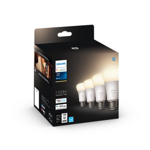 Philips Hue A19 LED Smart Bulb Starter Kit, 4 A19 Bulbs, 1 Hue Hub,  Multi-color, 5 Piece Set