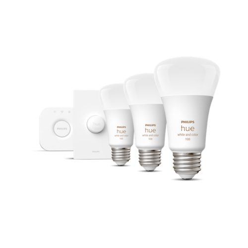 Hue スターター キット: E26 LED 電球 3 個 + Hue ディマースイッチ + Hue ブリッジ | Philips Hue JP