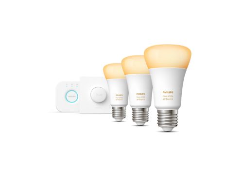 Hue White ambiance Zestaw startowy: 3 inteligentne żarówki E27 (1100) + przycisk Hue Smart button