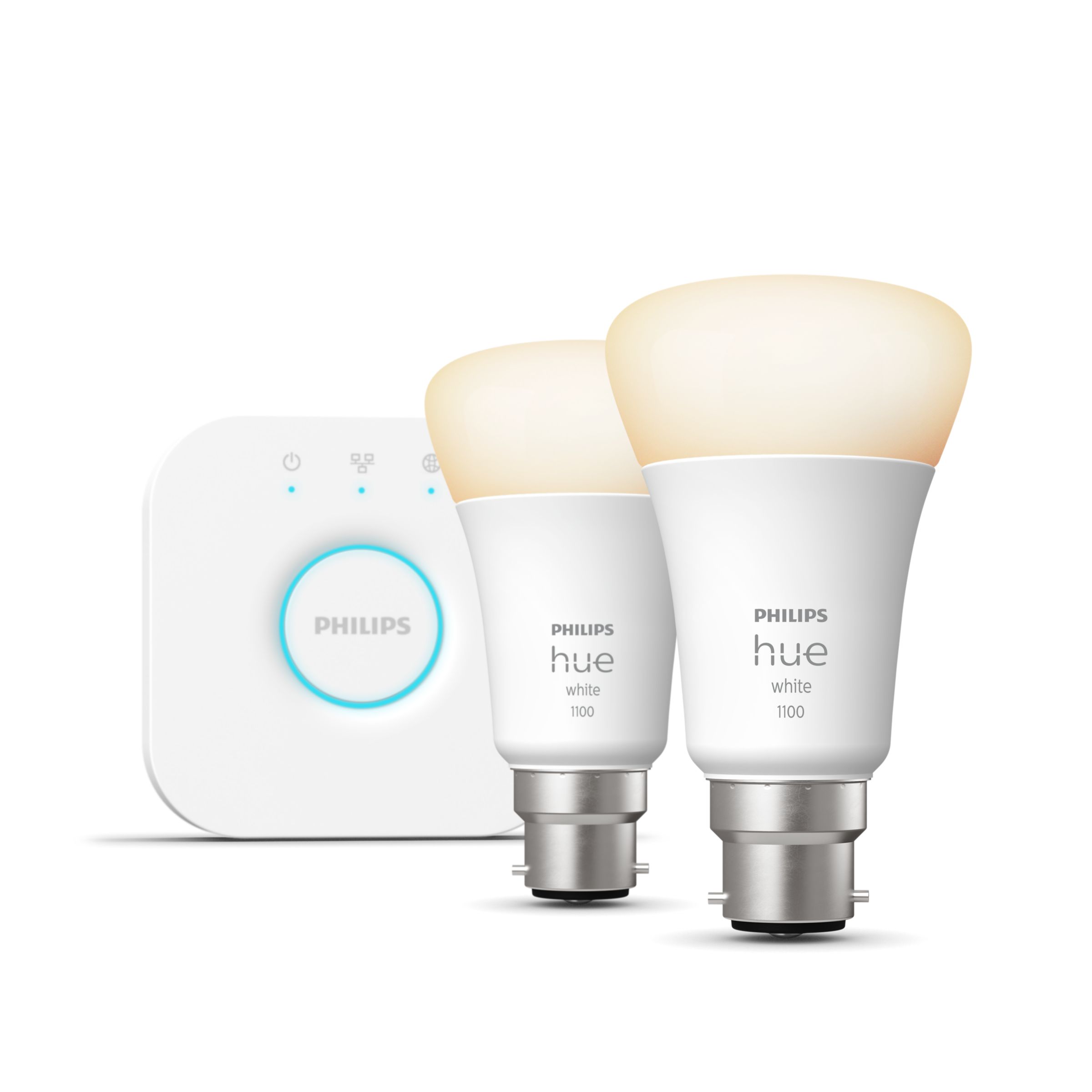 Hue Starter Kit: Dimmer Switch + 2-pack B22 LED Bulbs White + Hue 