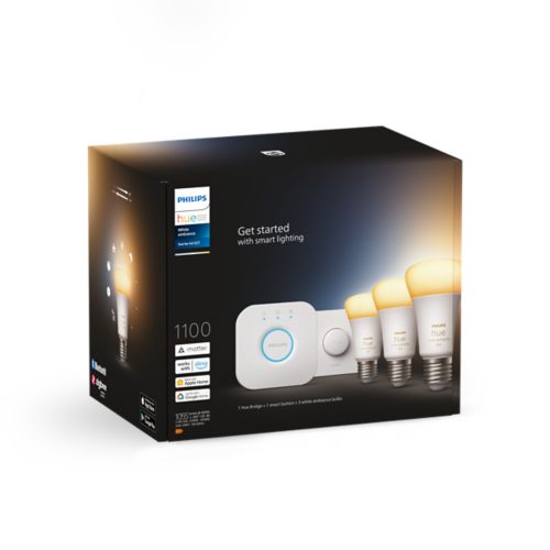 Philips Hue White Ambiance, Kit de démarrage E27 x 2, pont et télécommande,  compatible Bluetooth