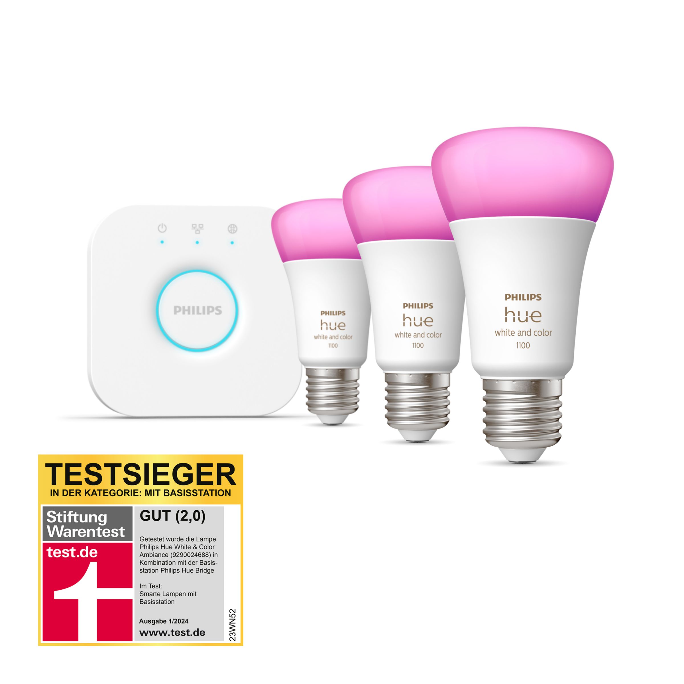 Hue Starter-Set: Hue White & Color Ambiance E27 LED-Lampen im 3er 