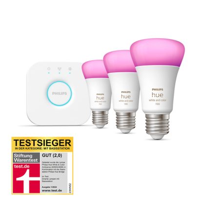 Hue White & Color Ambiance Starter-Set: E27 - Smarte Lampe A60 Dreierpack