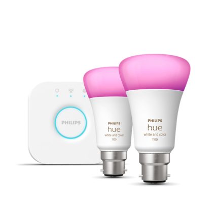 Hue White and color ambiance Starter kit: 2 B22 smart bulbs (1100)