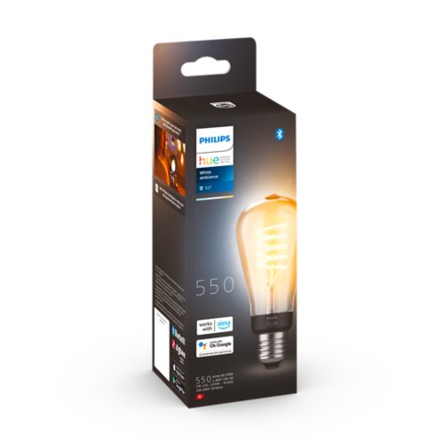 Philips Hue White Ambiance E27 Einzelpack Edison ST64 Filament 550lm,  dimmbar, alle Weißschattierungen, steuerbar via App, kompatibel mit   Alexa (Echo, Echo Dot) : : Kosmetik