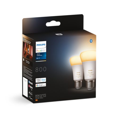 Philips Hue White Ambiance 2 Lampadine LED Smart, Bluetooh, E27, 6W,  Dimmerabili, Luce Bianca da Calda a Fredda, Bianco : : Casa e  cucina