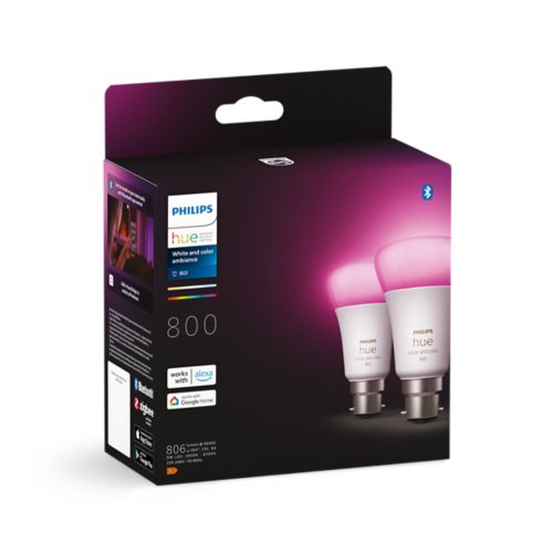 Lot de 2 ampoules connectées E14 multicolore Philips Hue - Enki