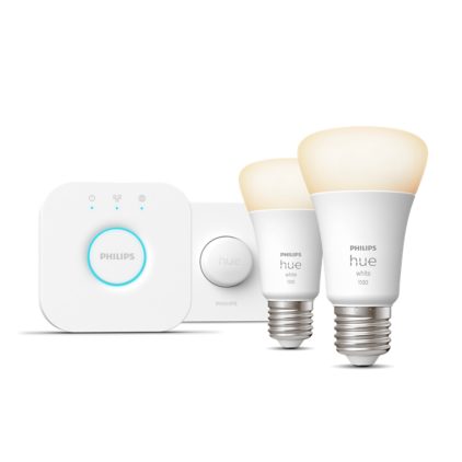 Hue White Kit de démarrage : 2 ampoules connectées E27 (1100) + bouton connecté