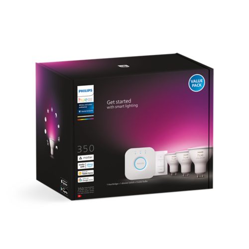 Hue Starter Kit: Dimmer Switch + 3-pack GU10 LED Spotlights + Hue