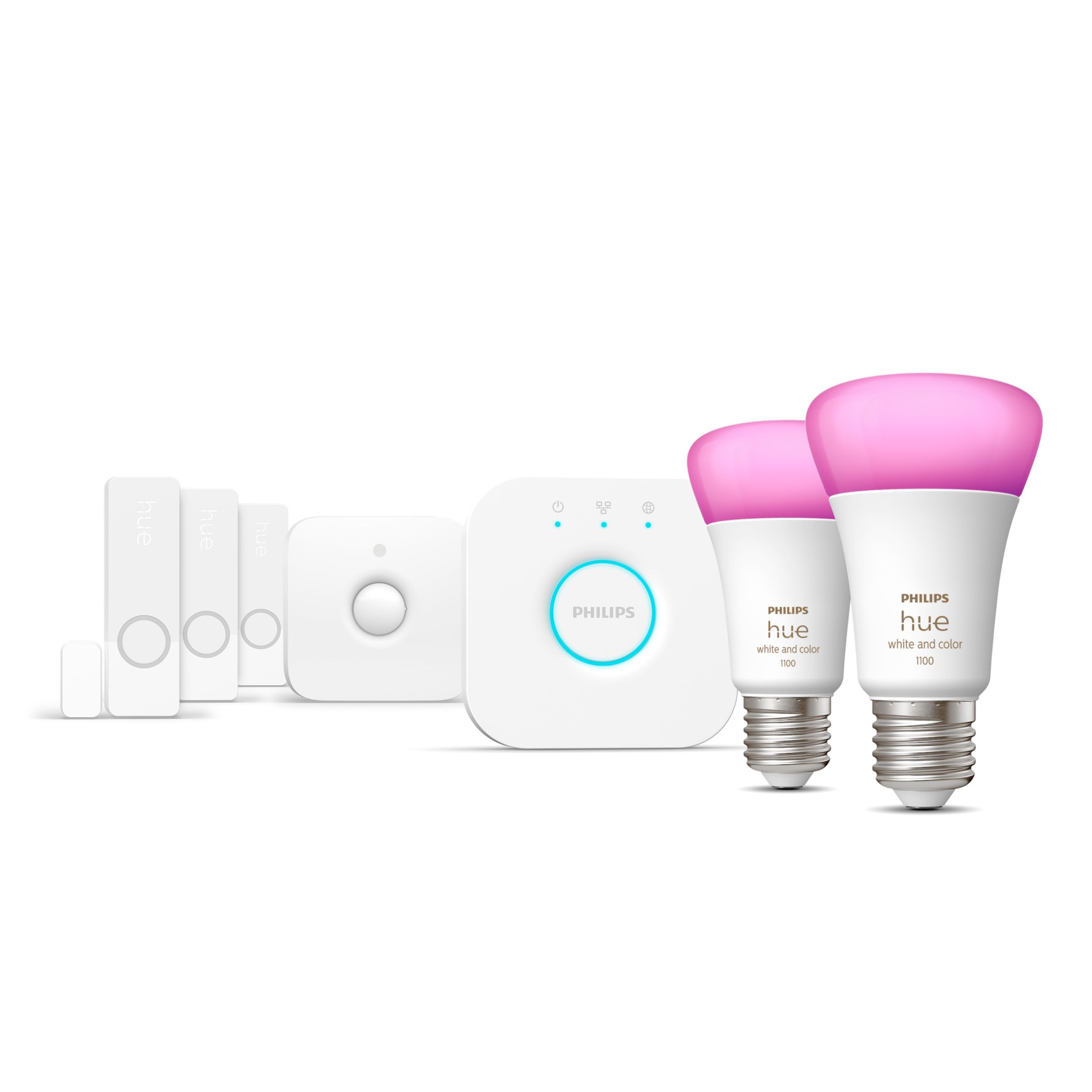 Philips Hue Startpaket: 2 st E27 ljuskällor (1100lm) + 3 st kontaktsensorer + Motion sensor