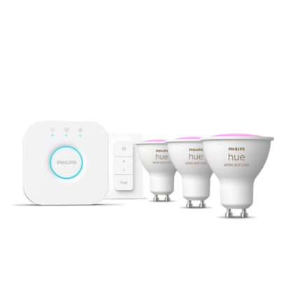 Hue White and Colour Ambiance Starter kit: 3 GU10 smart spotlights + dimmer switch