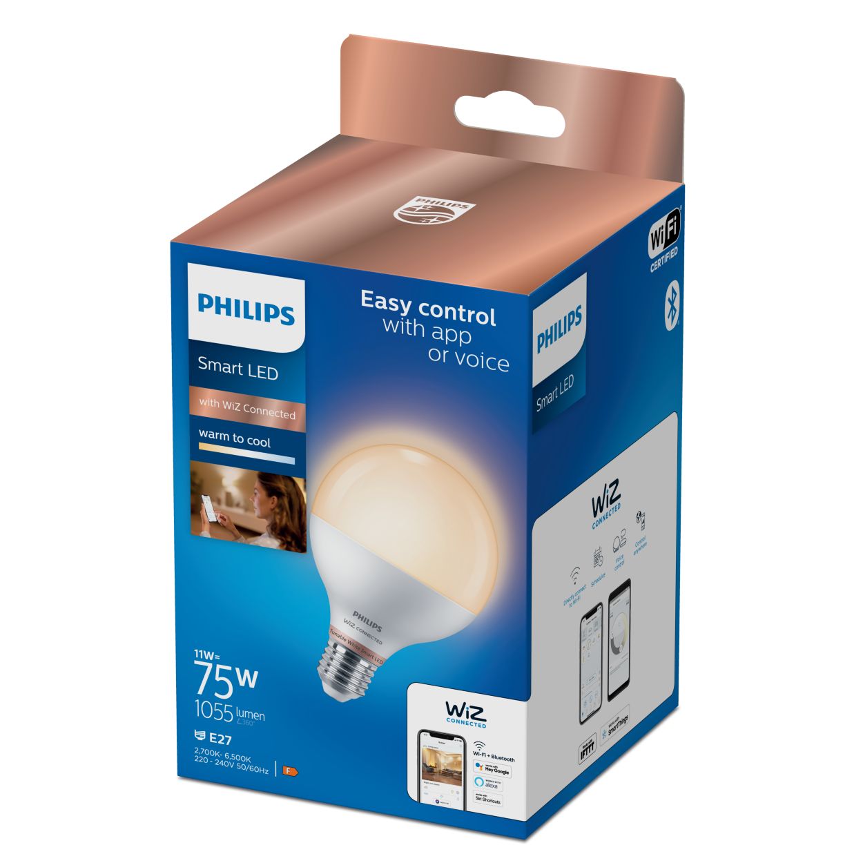 Smarte LED Kugellampe | Philips W 11 E27 W) G95 75 (entspr. 8719514372603