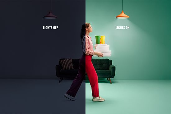 Exclusieve SpaceSense™ lamp die inschakelt op basis van beweging