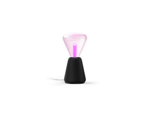 Lightguide driehoekige lamp + 3D-geprinte kegelvormige lampvoet (zwart)