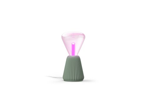 Set: Lampadina Lightguide Triangolo E27 + Base per Lampada da Tavolo stampata in 3D - Colore Salvia