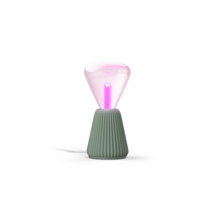 Lightguide triangle + cone table lamp (sage)